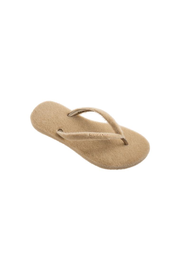 Women Slim Plush Flip Flops - Beige