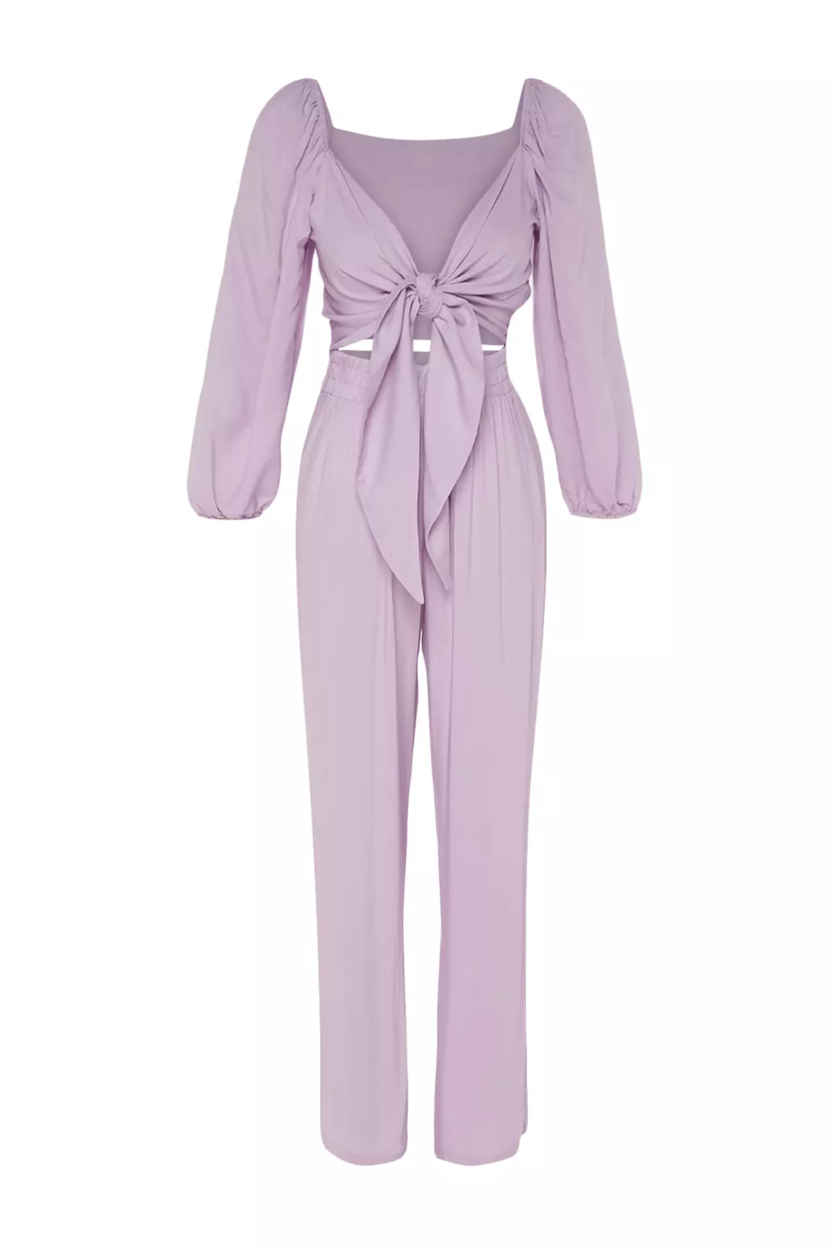 Tie-Up Blouse and Trousers Set