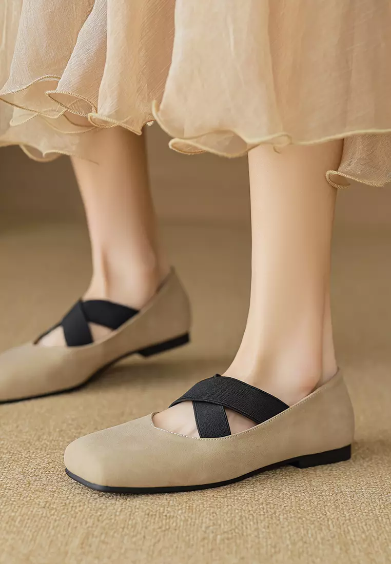 交叉搭帶方頭芭蕾舞鞋 WW8929-3
