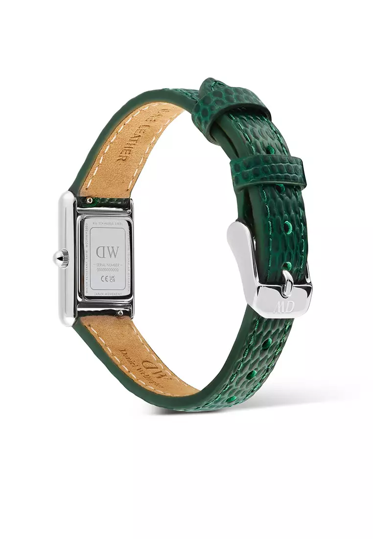 Bound Mini Green Lizard White Silver - Women Watch Stainless Steel Leather Strap watch DW Official Authentic Original 女士手錶 不銹鋼手錶 DW 官方 真皮手錶 正品