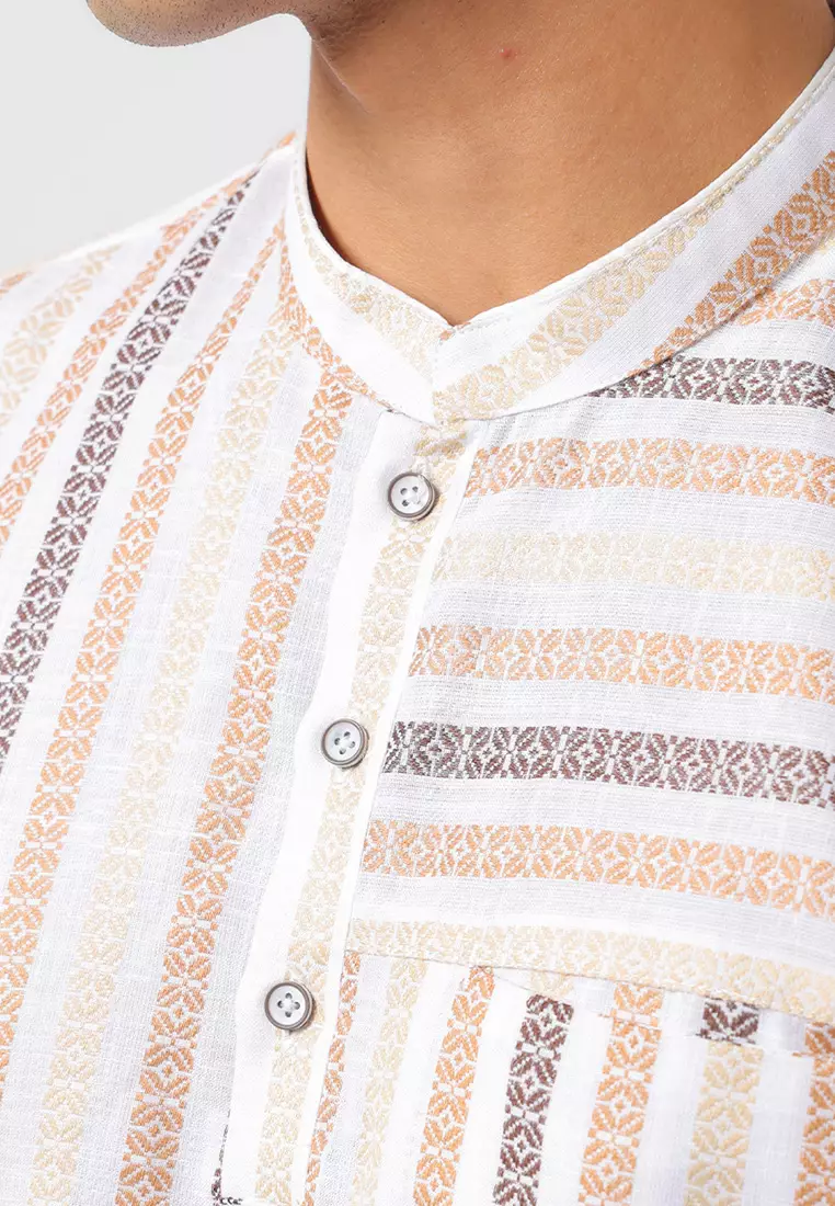 Kemeja Koko Pria Lengan Pendek ALWI BEIGE Baju Muslim Pria