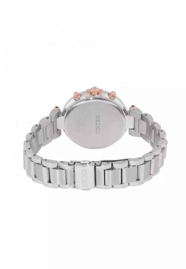 Jam Tangan Wanita Seiko Chronograph Original SNDV44P1 Strap Stainless Steel Silver