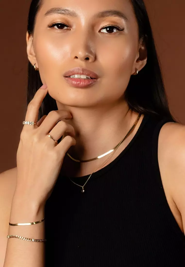 Bold Herringbone Chain Necklace 14k Gold- 16 inches