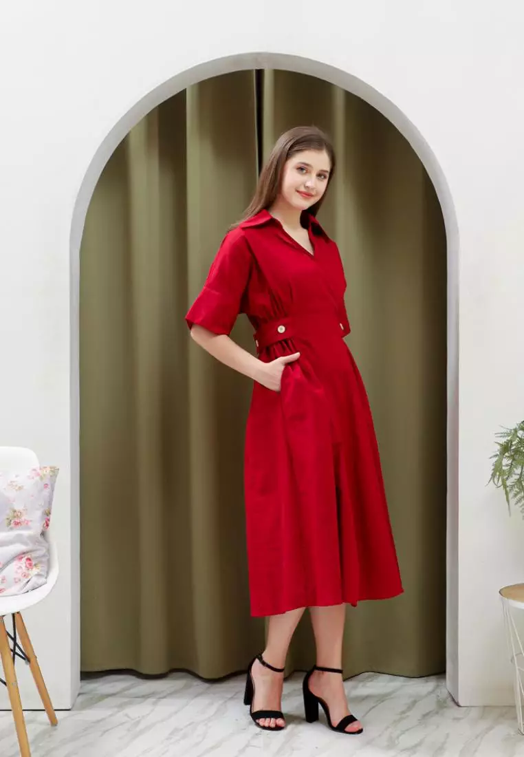 Jejilla Midi Dress ini Maroon