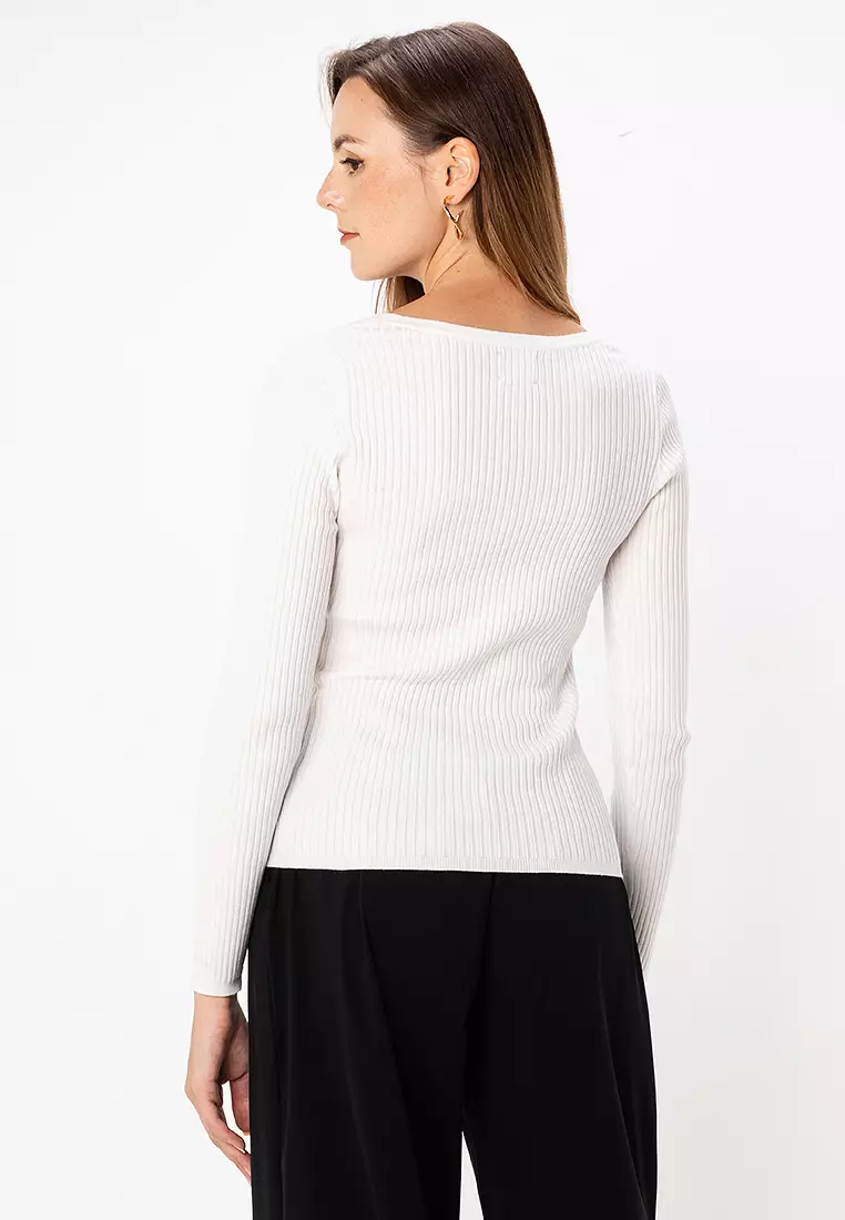 Scoop Neck Rib Jumper