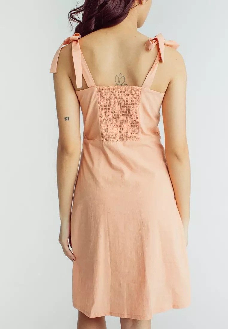 Buy Mossimo Angeline Peach A Line Dress with Ribbon Tie Straps
