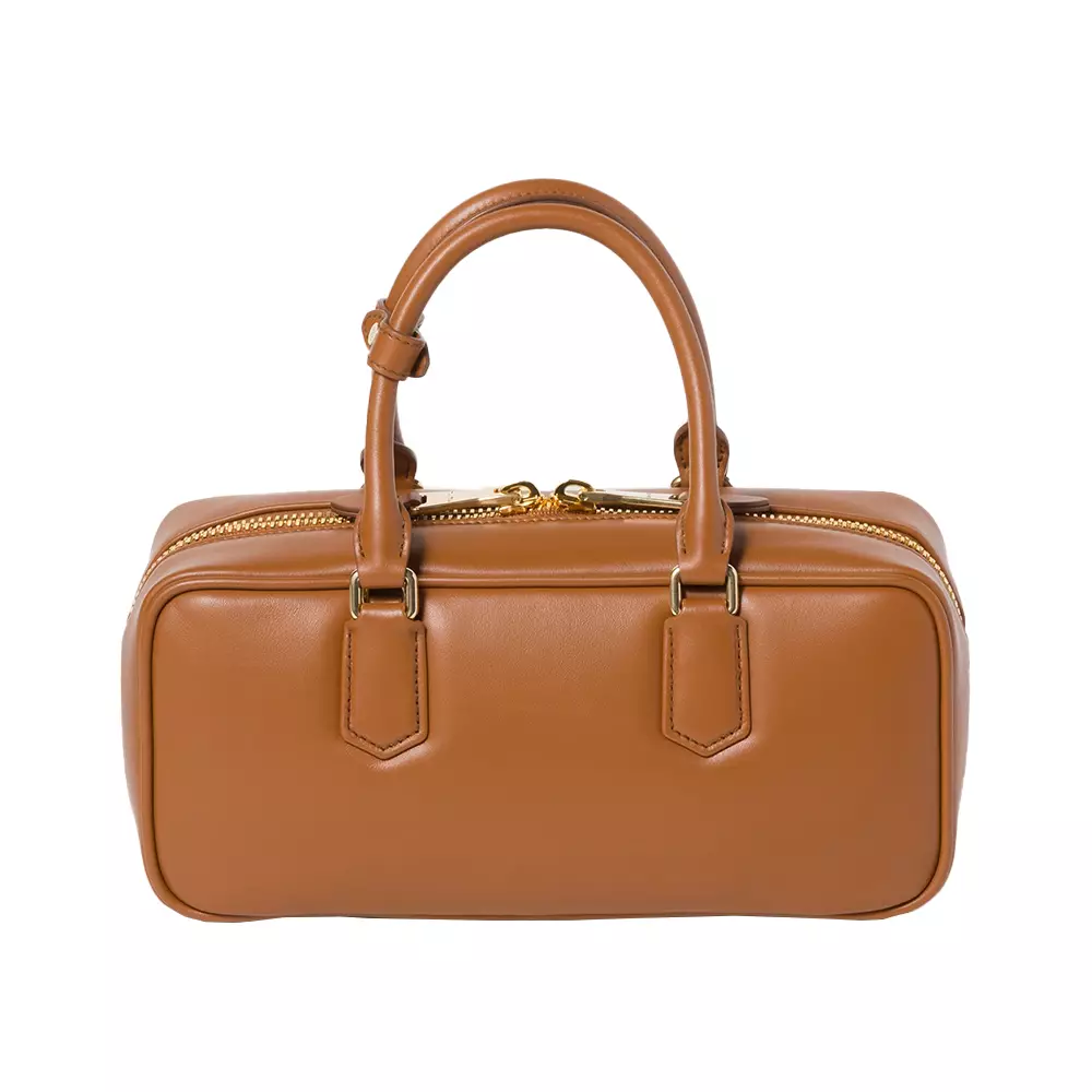 Arcadie Shiny Leather Handbag Cognac