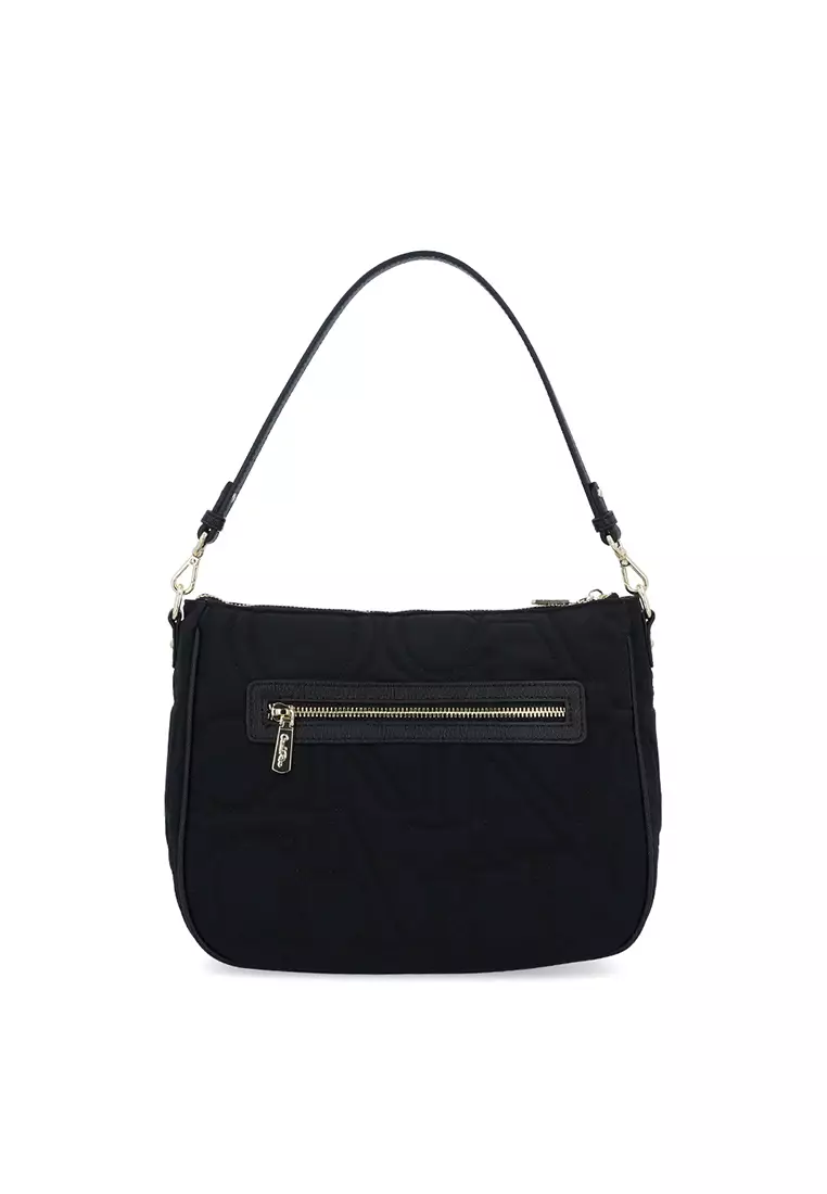 Carlo - Black Nylon/Jacquard - Expandable Garment Backpack