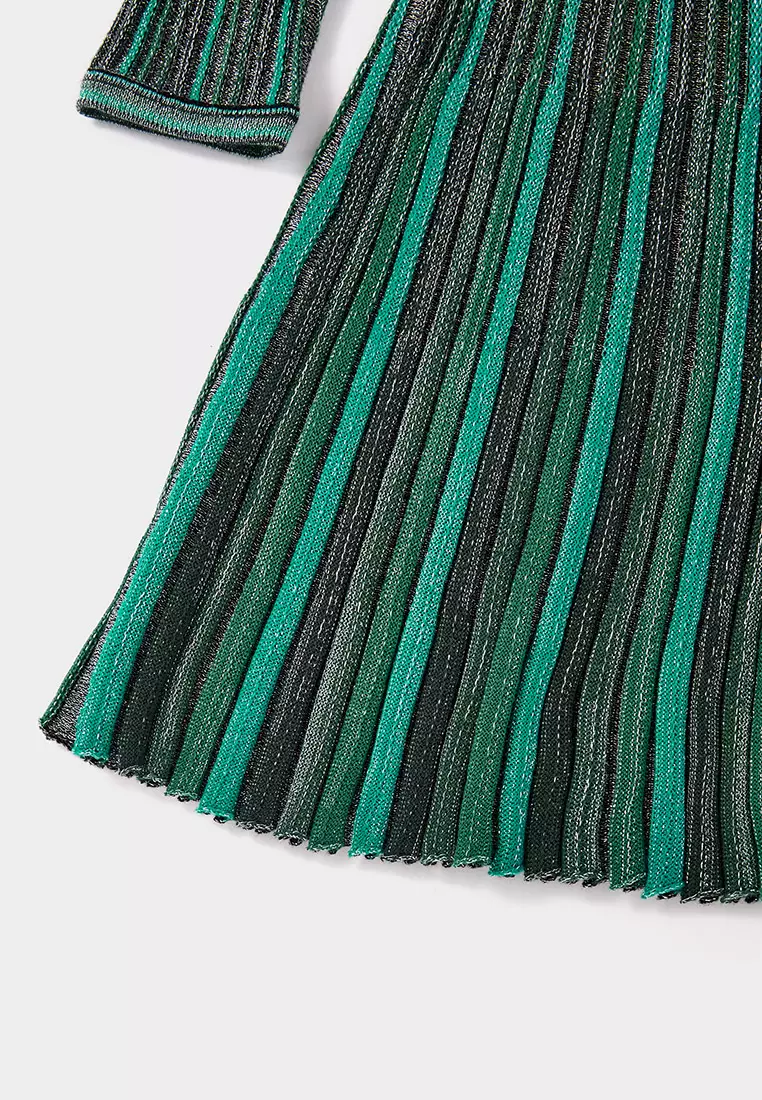 Amelia Dress - Green Sparkle Knit Knee-Length Dress