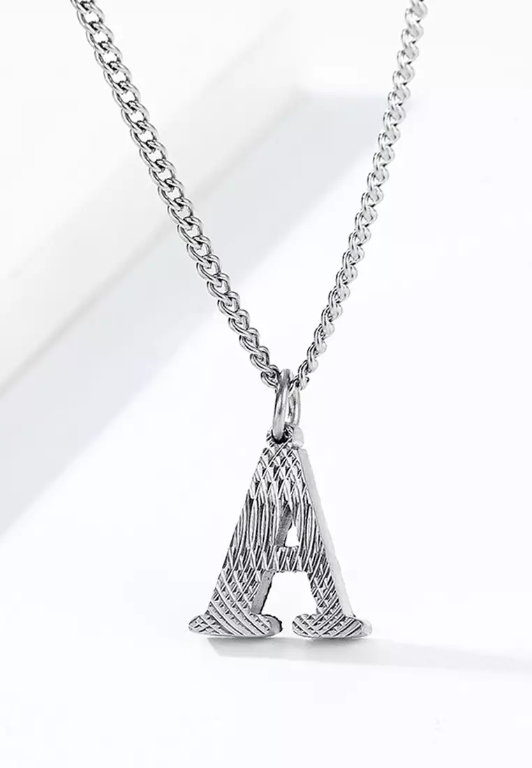 Unisex Design Titanium Steel Alphabet Pendant Necklace JW QF-DZ474