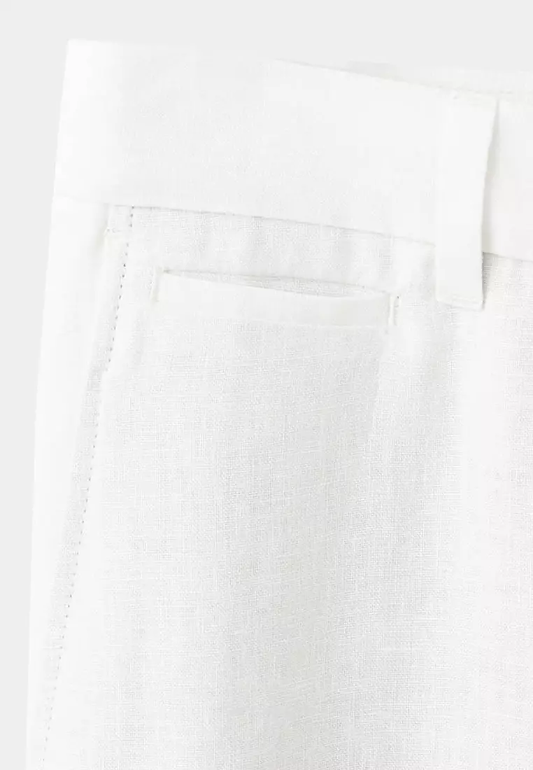 Slim-Fit 100% Linen Trousers