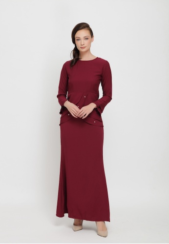 Buy Sarimah Kurung from Colours Thread Clothing in Red at Zalora