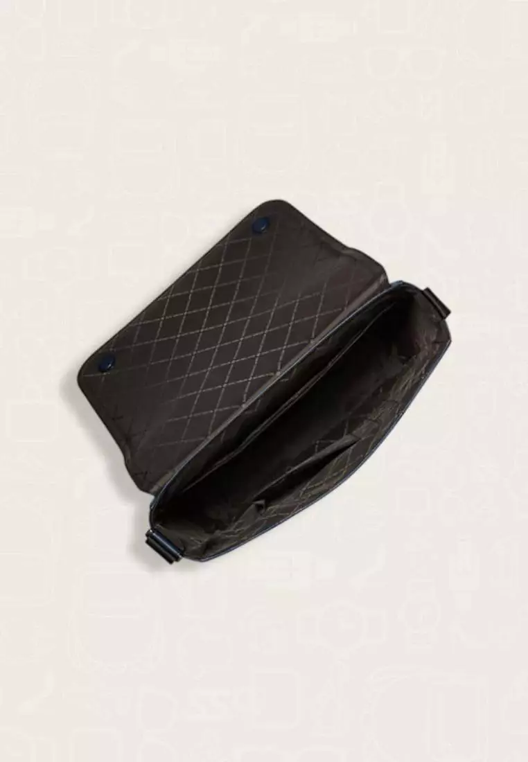 Michael Kors Cooper Leather Messenger Bag Navy