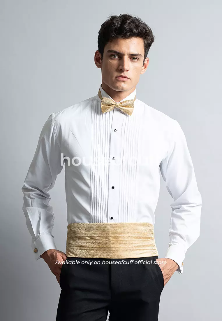 Suspender Gesper Belt Wedding Best Man Cummerbund Gold Motif