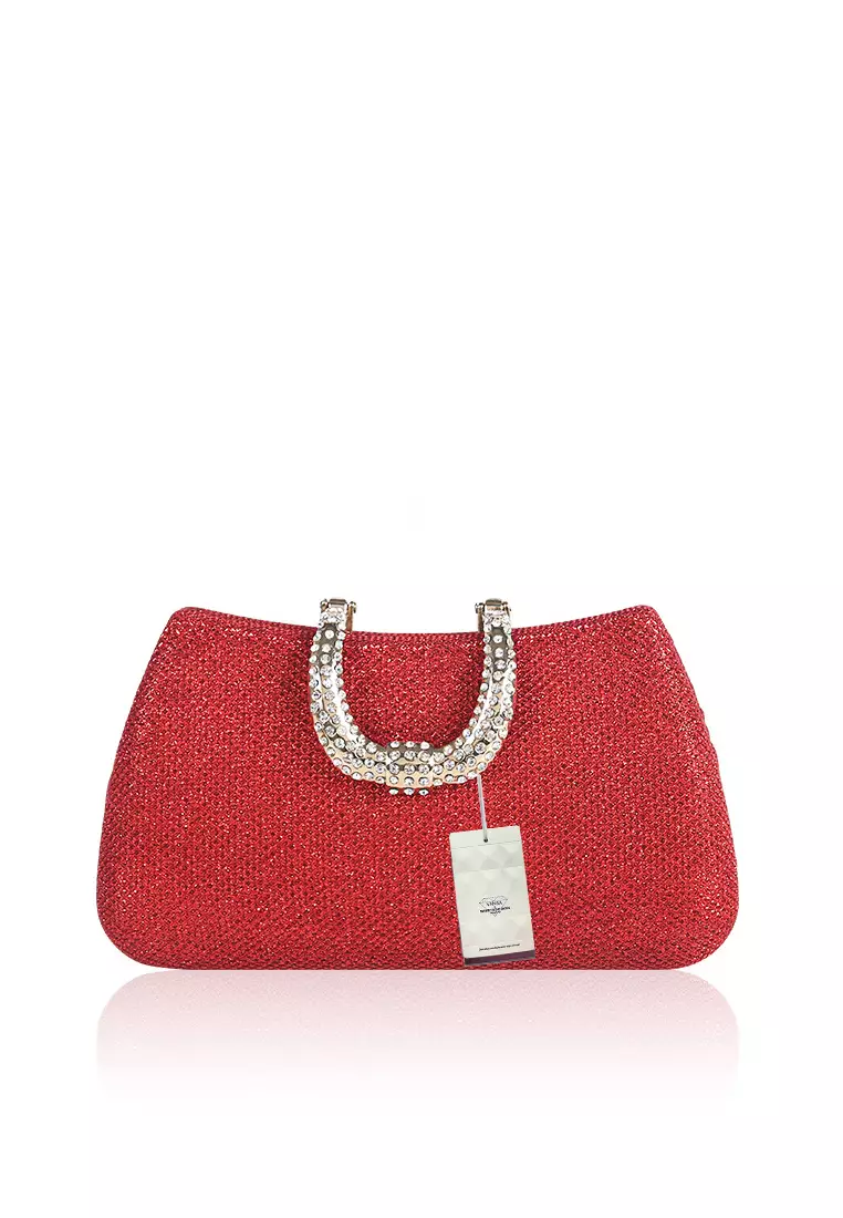 Red beaded sale clutch bag