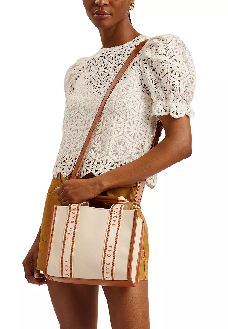 Canvas ted baker tote bag on sale