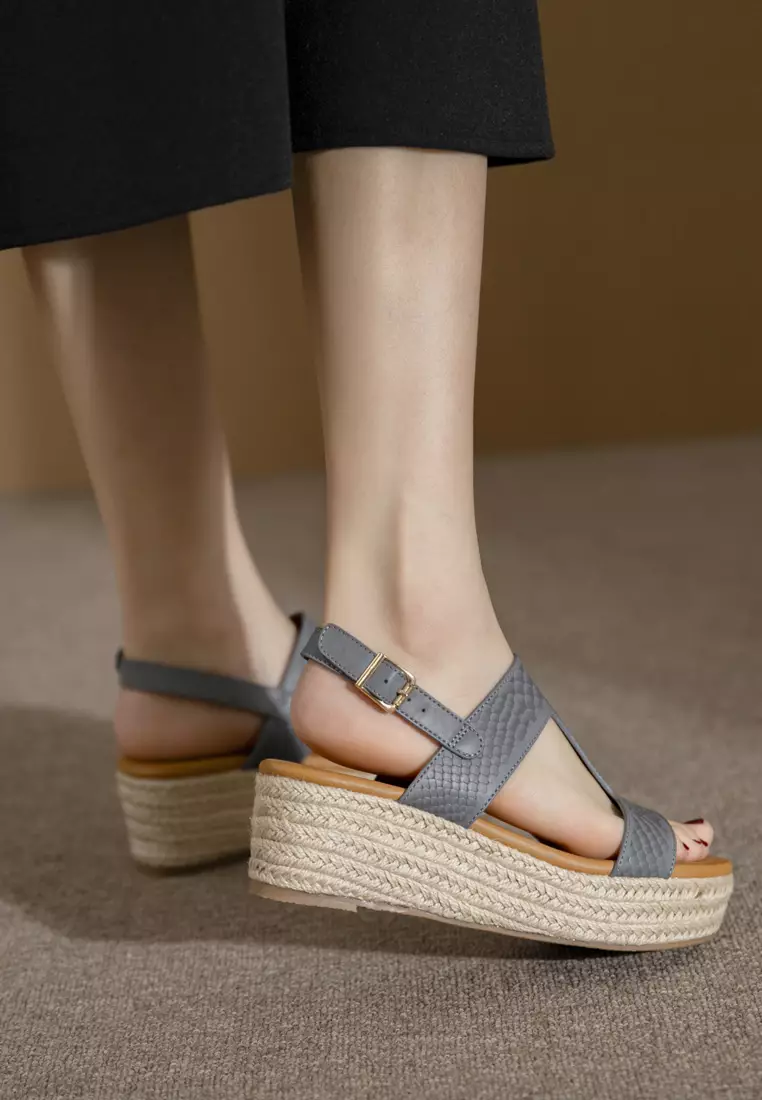 Texture Strap Wedge Espadrilles ALM3035-4