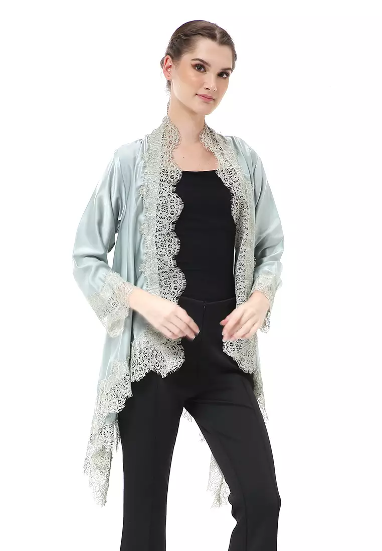 Reine Atasan Wanita Outer Kebaya Traditional Design Material Silk ORIGINAL - Mint