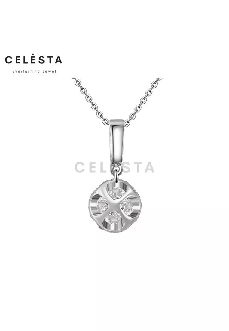 Berlian Moissanite Anais Pendant [GRA CERTIFICATE MOISSANITE DIAMOND] - Kalung Moissanite Diamond 2 CT 925 Silver Celesta by Her Jewellery