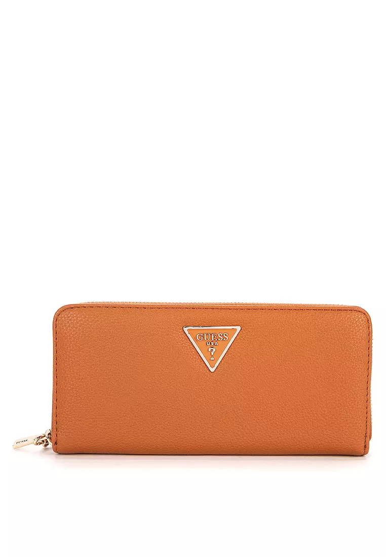 Prada Saffiano Large Zip Wallet Orange