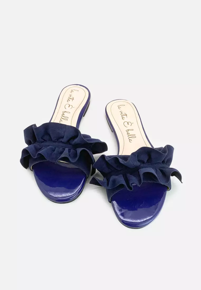 Peony Sandal Flat Ruffle Wanita