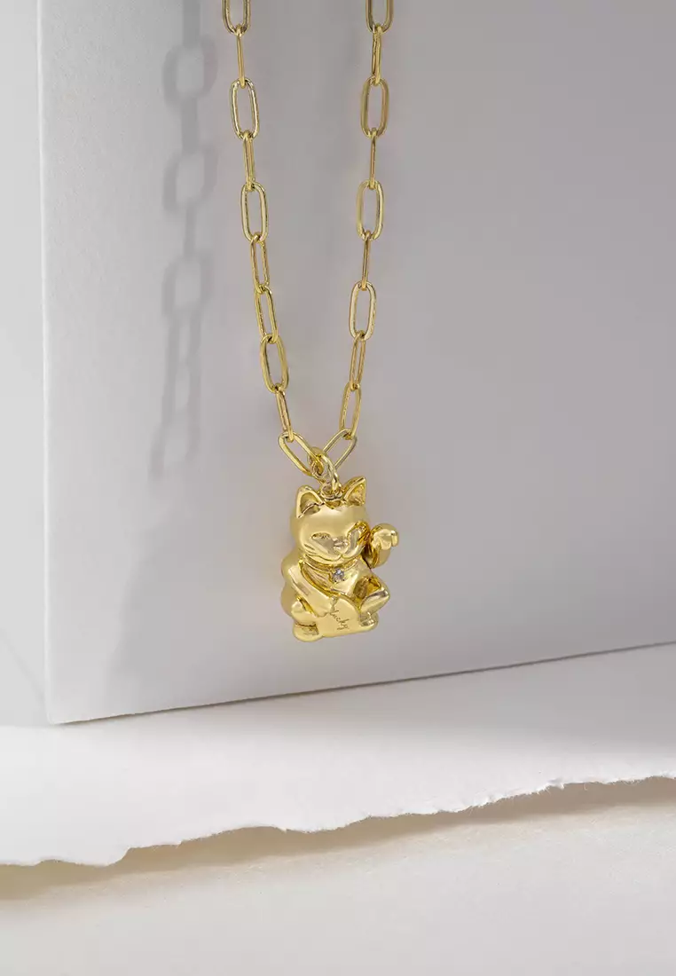 Lucky Cat Gold Necklace