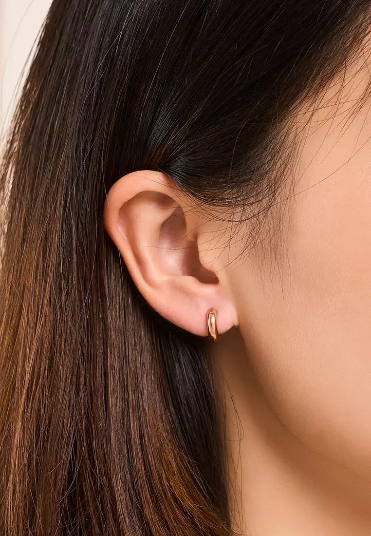 Capri Bold Huggie Earrings in Rose Gold