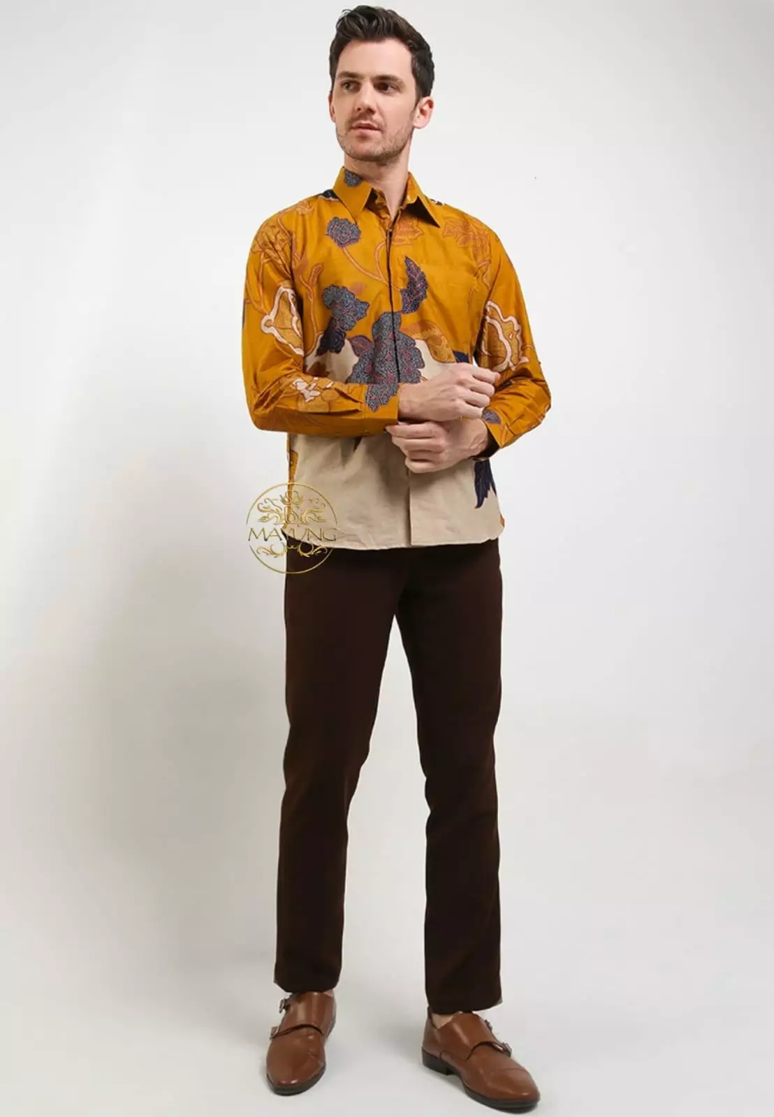Mandevilla Kuning Kemeja Batik Pria Premium Slimfit Modern Lengan Panjang