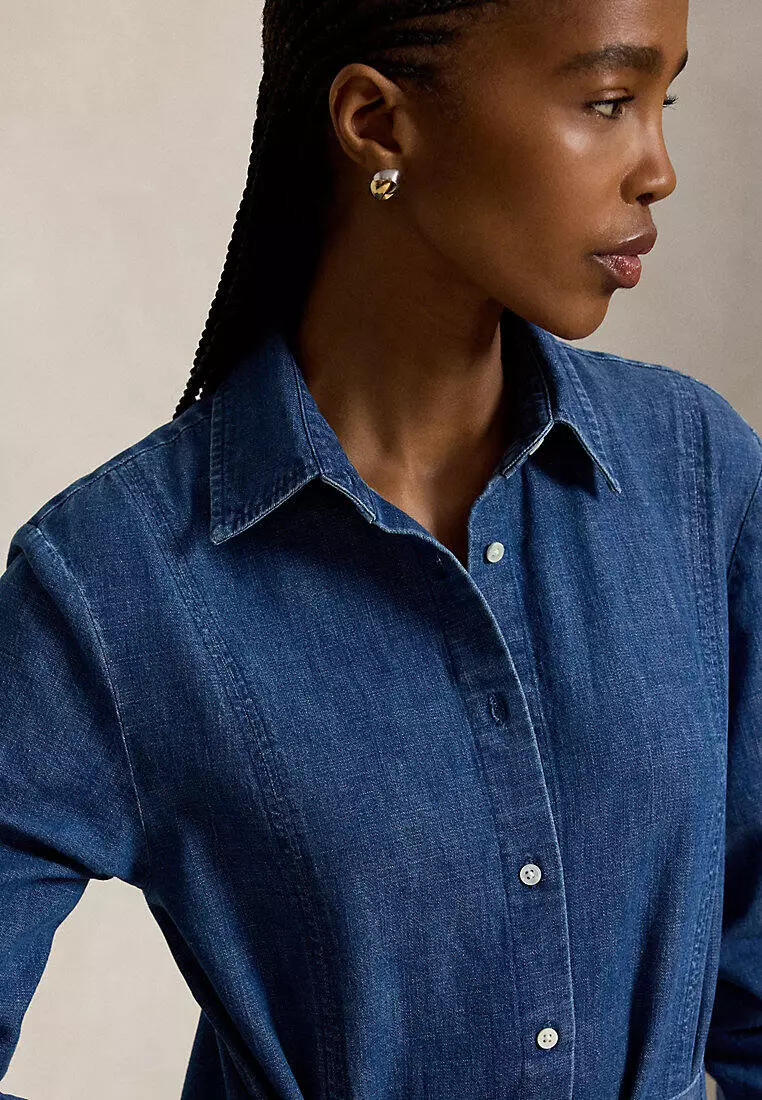 ralph lauren chambray shirt dress Cotton Chambray Belted Shirtdress
