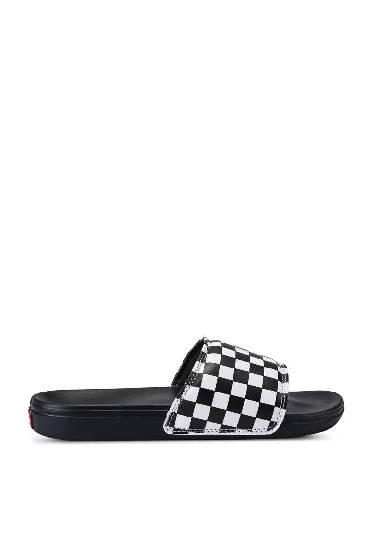 Red checkerboard vans slides hot sale
