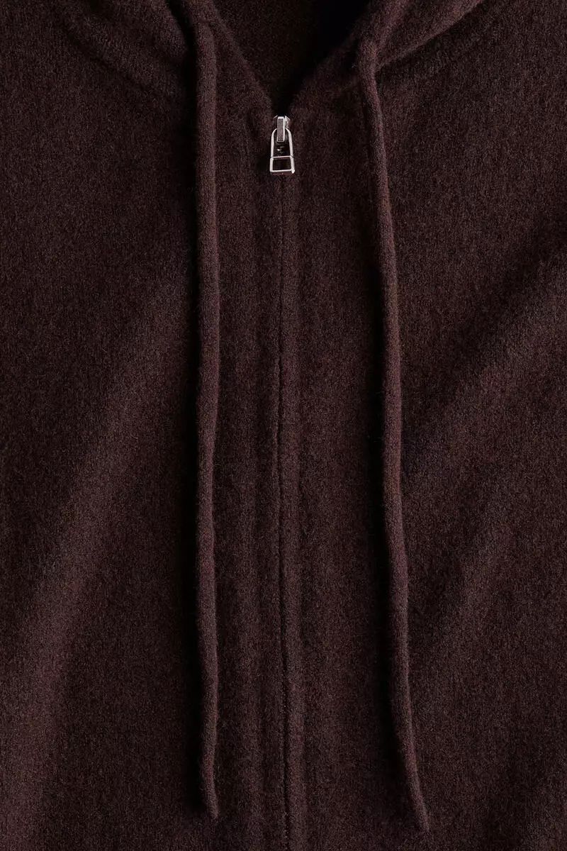 Knitted zip-through hoodie
