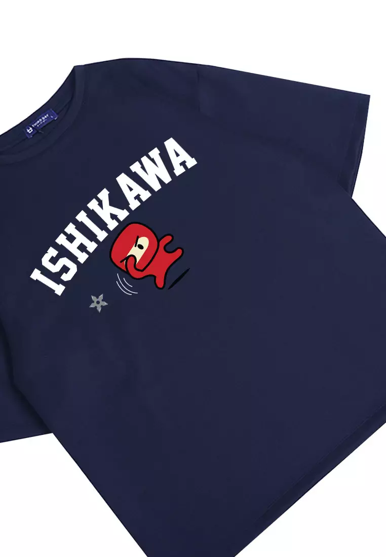 MTM75 kaos oversize tebal scuba anime komik karakter kartun jepang ishikawa ninja navy