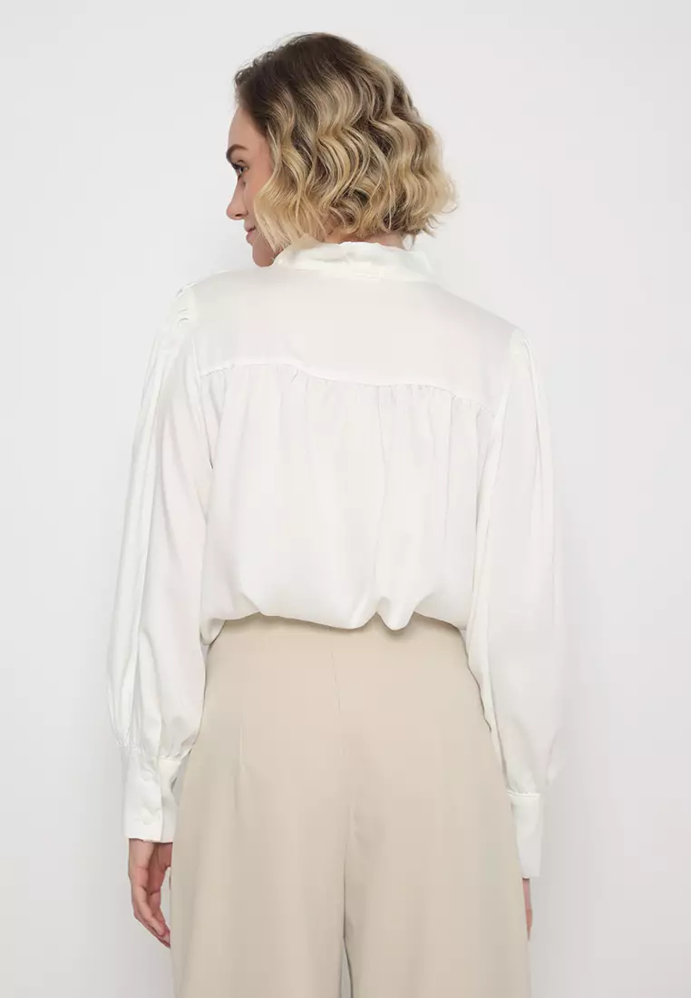 Mannequin Ribbon Silk Sateen Shirt