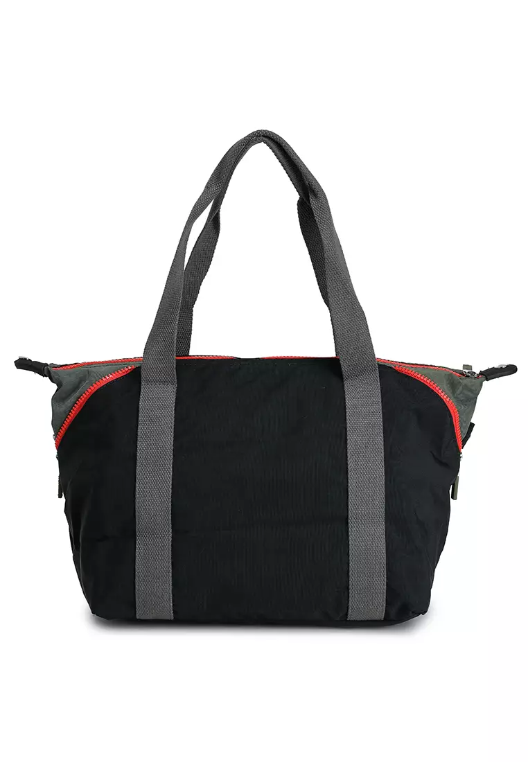 Colour Block Nylon Convertible Top Handle Bag