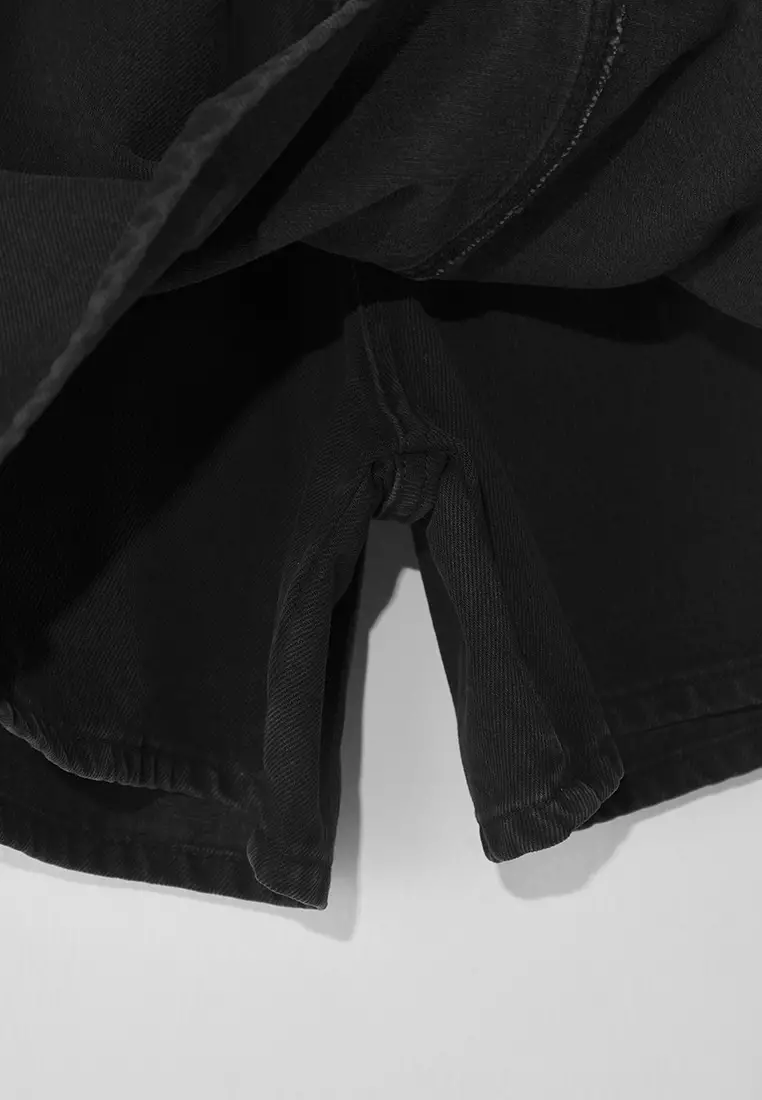 Black High Waist Wide Leg Plus Size Shorts Skirt TBBSS25AP00032