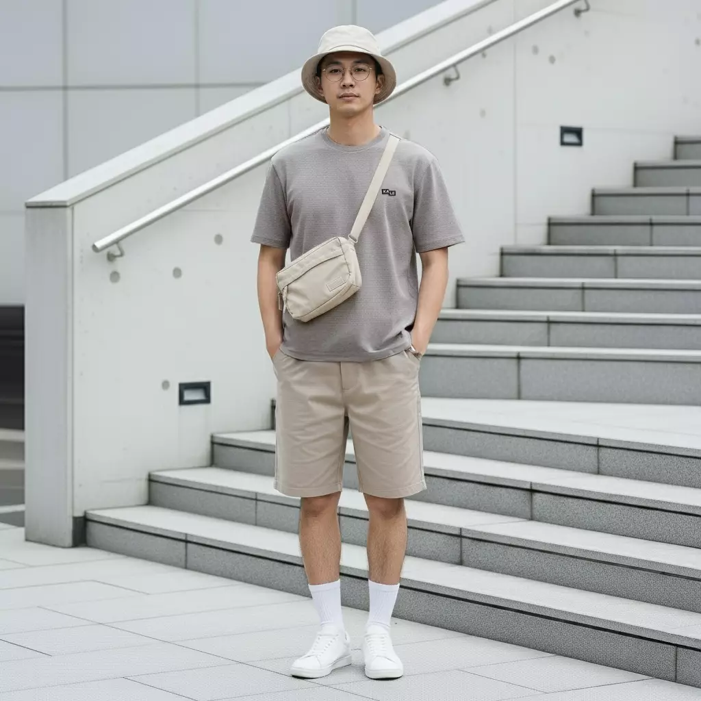 Kale PLUTO LIGHT GREY T-shirt Cotton Cloudy Boxy Fit - Kaos Korea - Atasan Kaos Pria - Kaos Basic Pria