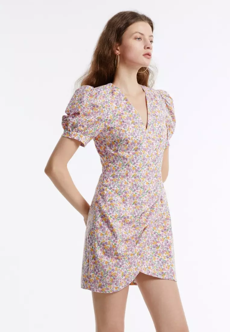 Chiffon floral wrap on sale dress