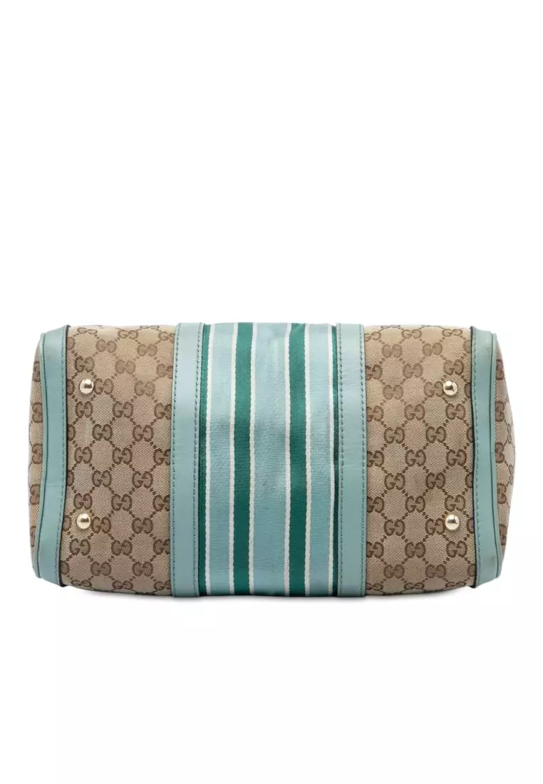 Pre-Loved Gucci Medium Gg Canvas Web Joy Boston Bag