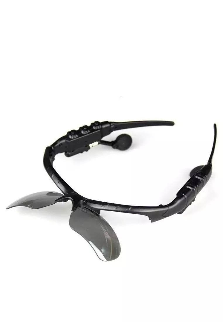 Ells Kacamata Polarized Earphone Bluetooth Dengan 5 Lensa Design Ergonomics Material Alloy ORIGINAL - Black