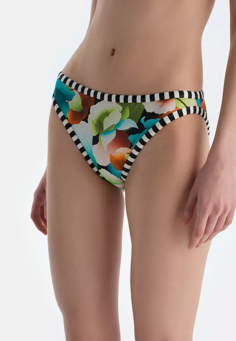 Multıcolor Briefs Bikini Bottom, Flower, Swimwear for Women