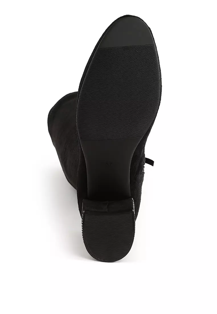 Sepatu Bot Selutut Microfiber Warna Hitam