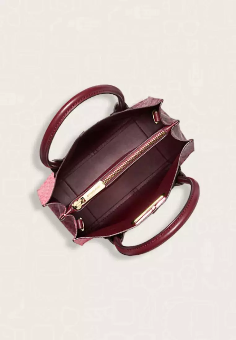 Michael Kors Mercer Medium Logo Two-Tone Crossbody Bag Oxblood Multi