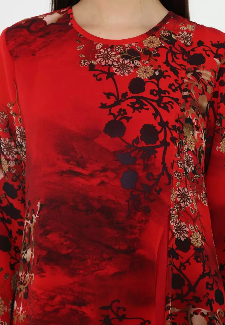 Floral Mini Dress For Christmas Look In Red By Brilliant Girl Warna MERAH