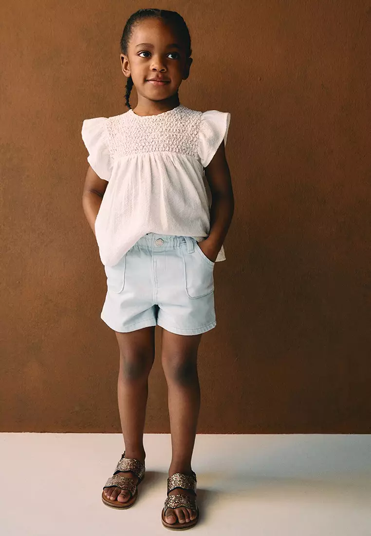 Paperbag Denim Shorts