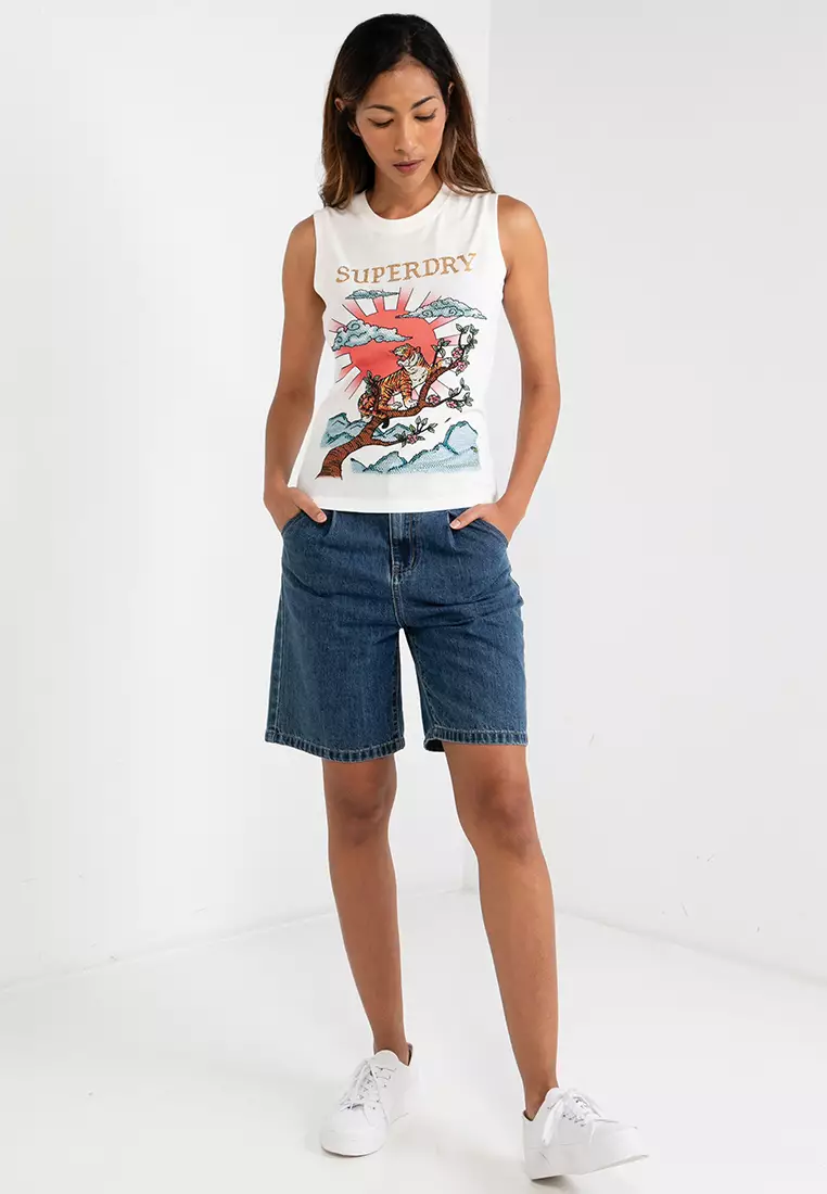 Tattoo Rhinestone Fitted Tank Top