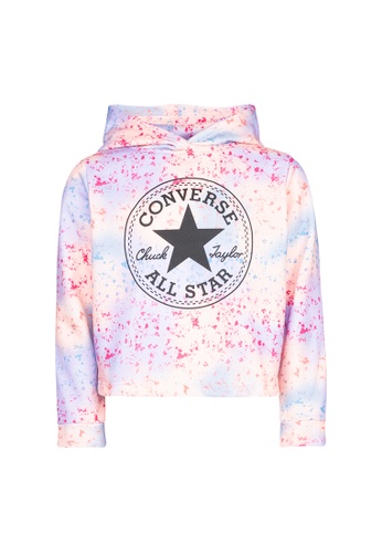 Converse pink Converse Girl's Chuck Patch Cropped Pullover Hoodie - Storm Pink C06CEKA8F4DF86GS_1