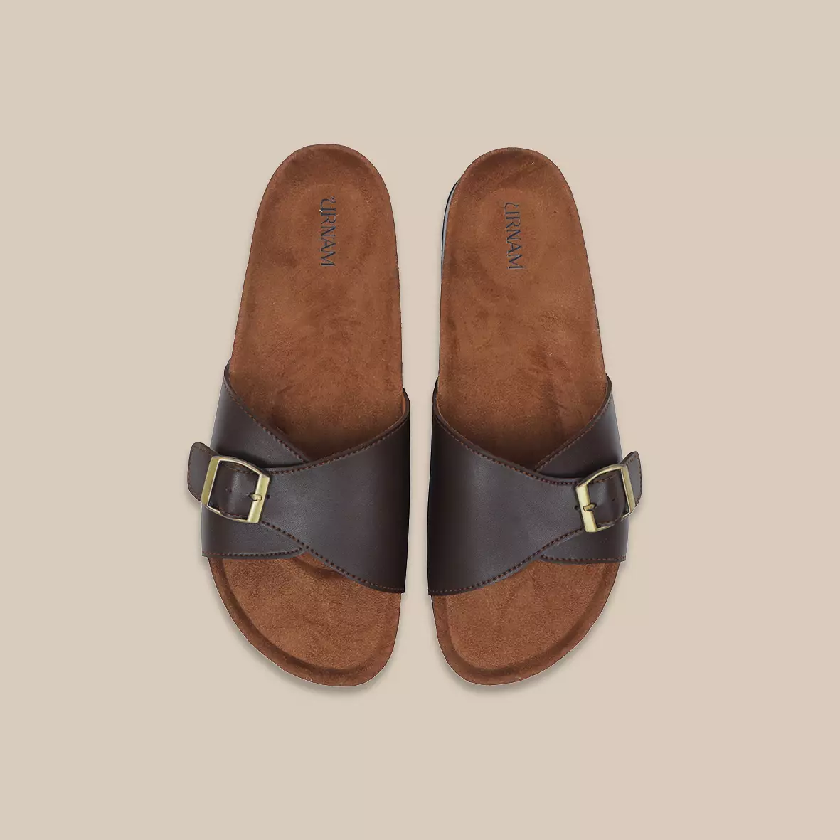 Urnam Sendal Flat Wanita Kasual Anti Slip Nyaman - Brown