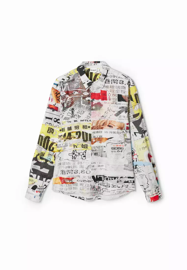 Desigual Man Shirt with Japanese print design.