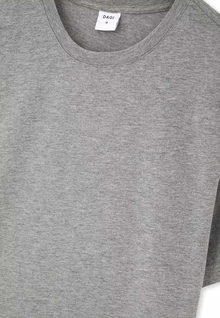 Grey Melange T-Shirt, Crew Neck, Regular, Short Sleeve Sleepwear for Men