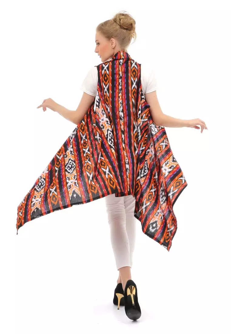 Lynelle Atasan Wanita Batik Songket Model Outer Material Cotton ORIGINAL - Orange